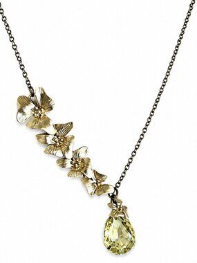 Floral Gold-tone Jeweled Necklace